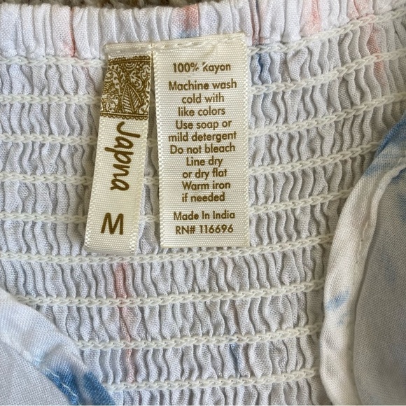 JAPNA Tie Dye Smocked Crochet Maxi Dress Ruffled Cap Sleeves White/Blue/Pink M - Picture 13 of 15